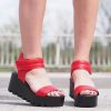Red Genuine Leather Platform Sandals/woman Must Have Wedges/woman