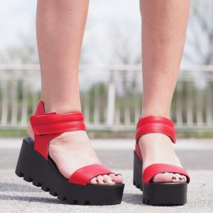 Red Genuine Leather Platform Sandals/woman Must Have Wedges/woman