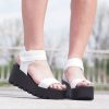 White Genuine Leather Platform Sandals/woman Must Have Wedges/woman