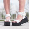 White Genuine Leather Platform Sandals/woman Must Have Wedges/woman