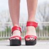 Red Genuine Leather Platform Sandals/woman Must Have Wedges/woman