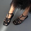 Summer Leather T Strap Sandals With Closed Toe